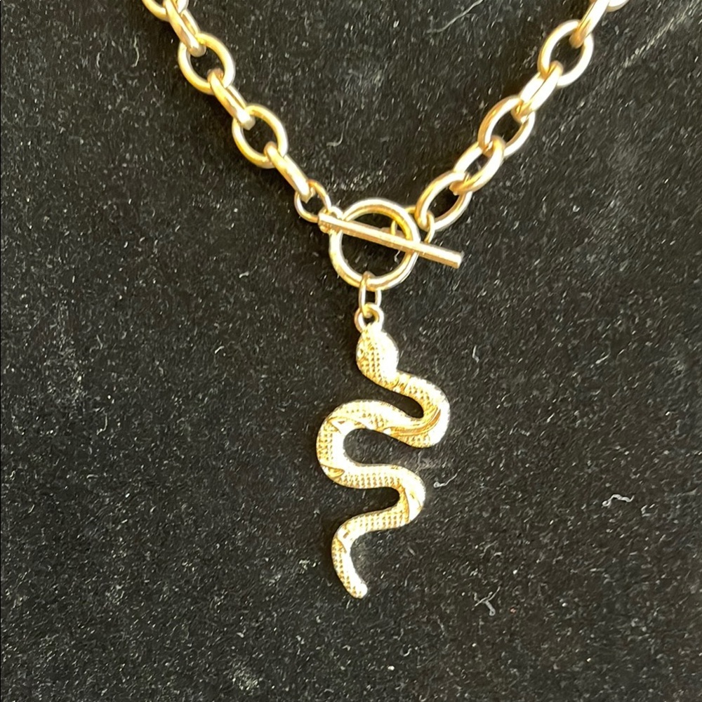 Gold Snake Pendant Necklace - Picture 4 of 5